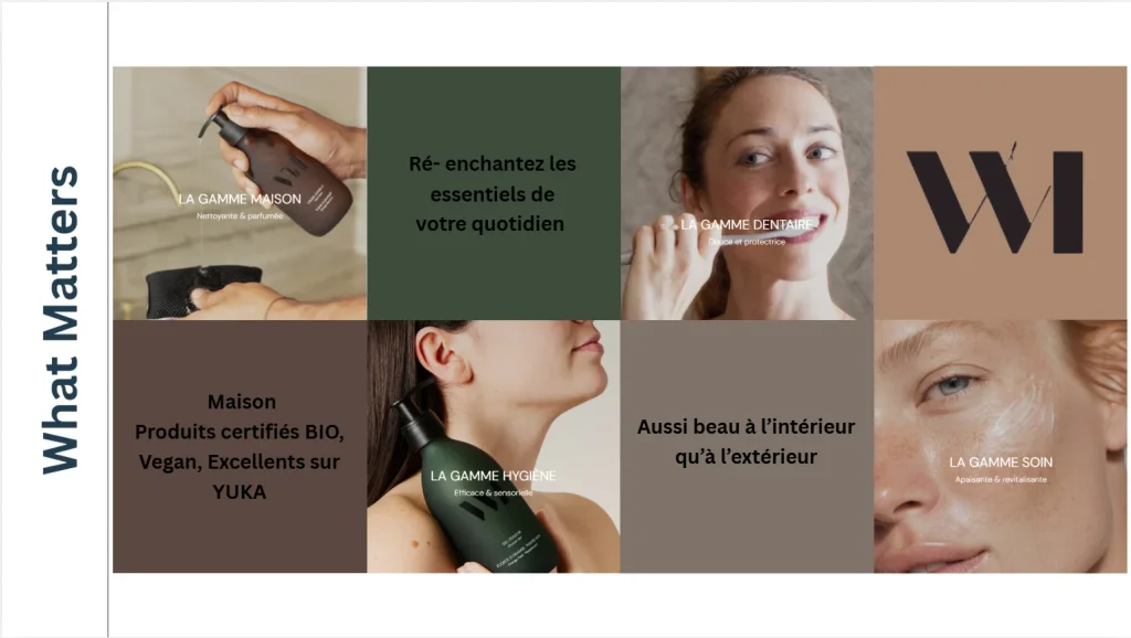 Page du catalogue détaillant une gamme de produits