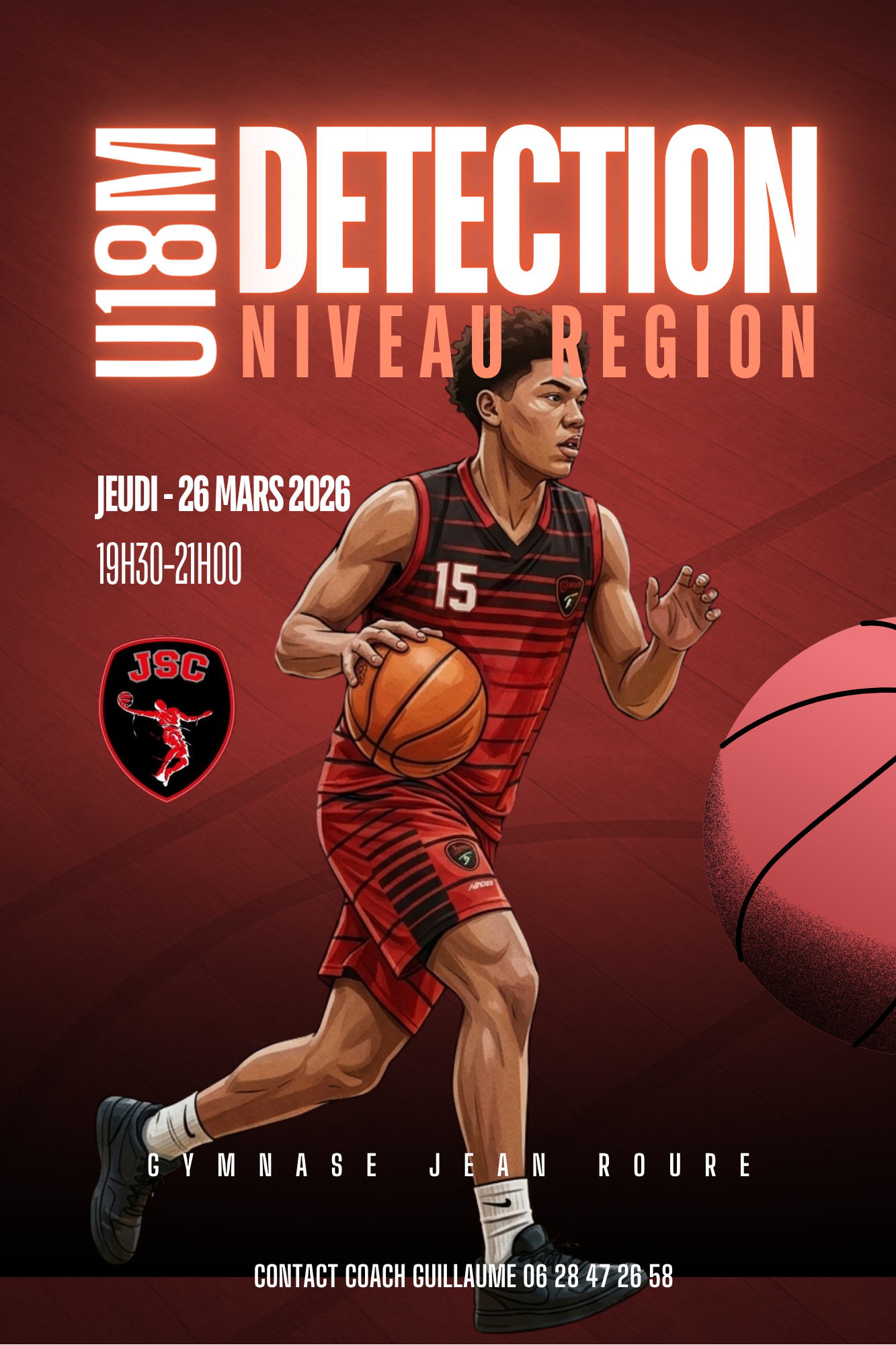 Affiche de tournoi créée pour le club JSC Basket