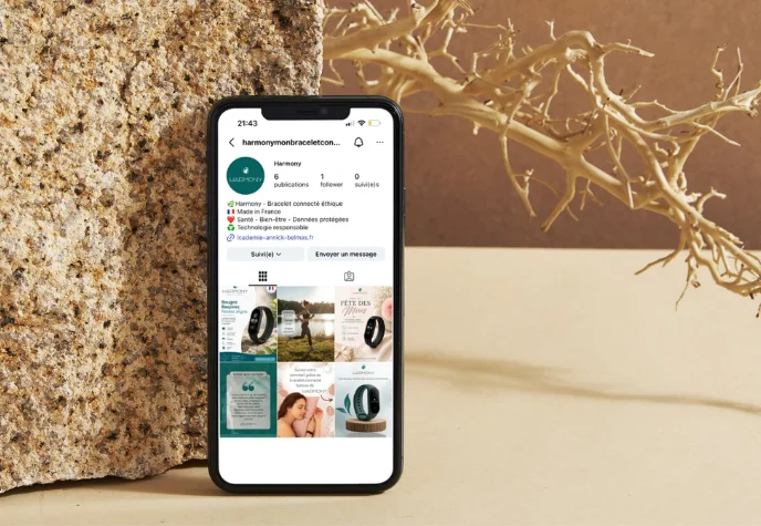 Compte Instagram créé pour la marque fictive Harmony